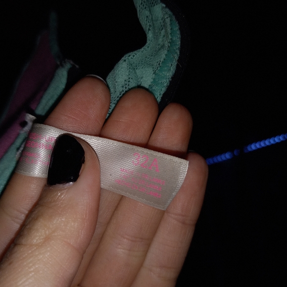 Gilly Hick, 32A, turquoise cheetah print & Navy Blue Lace up, Push em' Up Bra - Picture 6 of 11